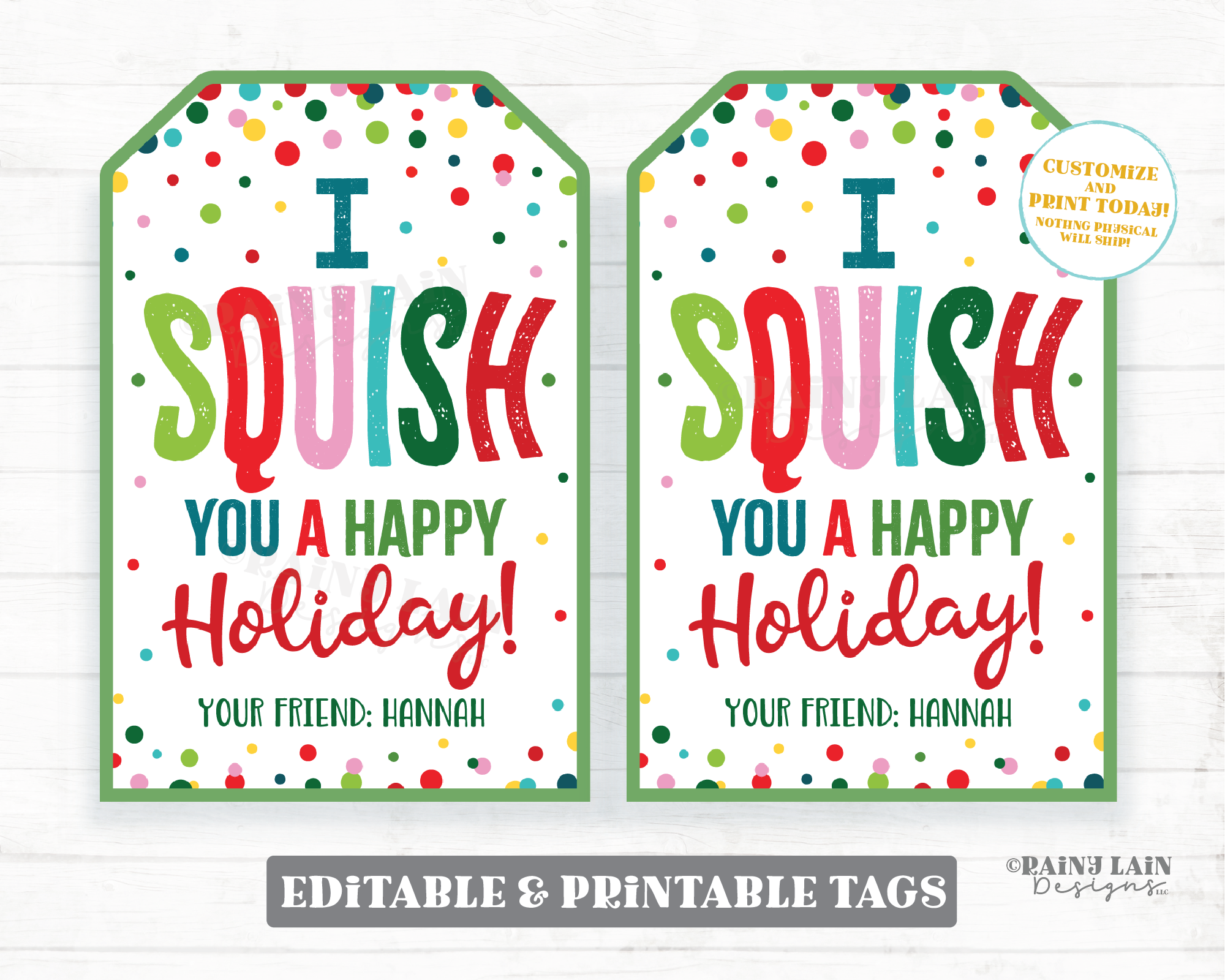 Squish You a Happy Holiday Squishy Toy Squishies Christmas Gift Squishee Printable Kids Holiday Squishies Winter Break Editable Tag