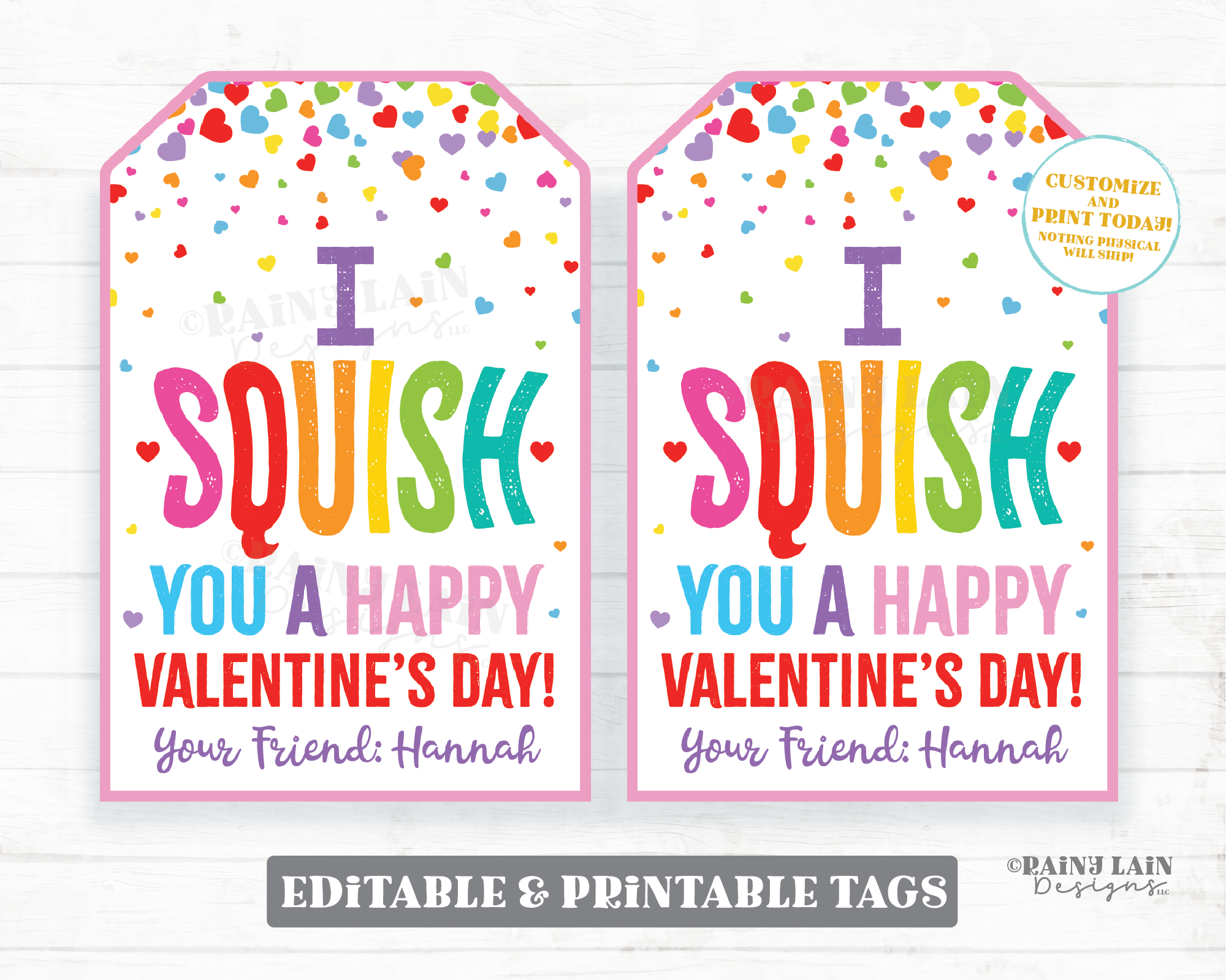 Squishies Valentine I squish you a happy Valentine's day Squishy Toy Squishee Squeeze Classroom Preschool Printable Kids Non-Candy Valentine