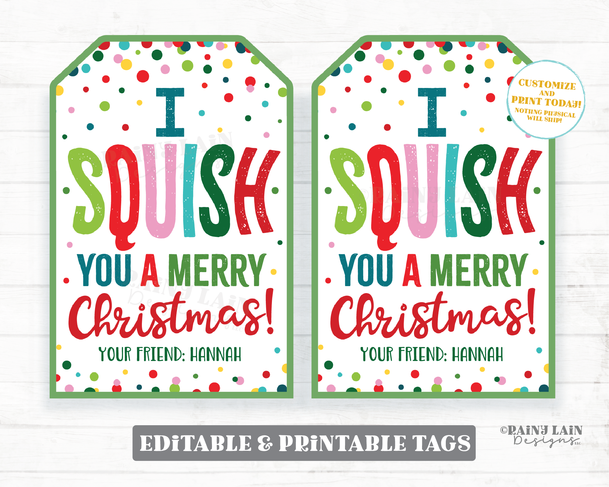 Squish You a Merry Christmas Squishy Toy Squishies Christmas Gift Squishee Holiday Printable Kids Squishies Winter Break Editable Tag