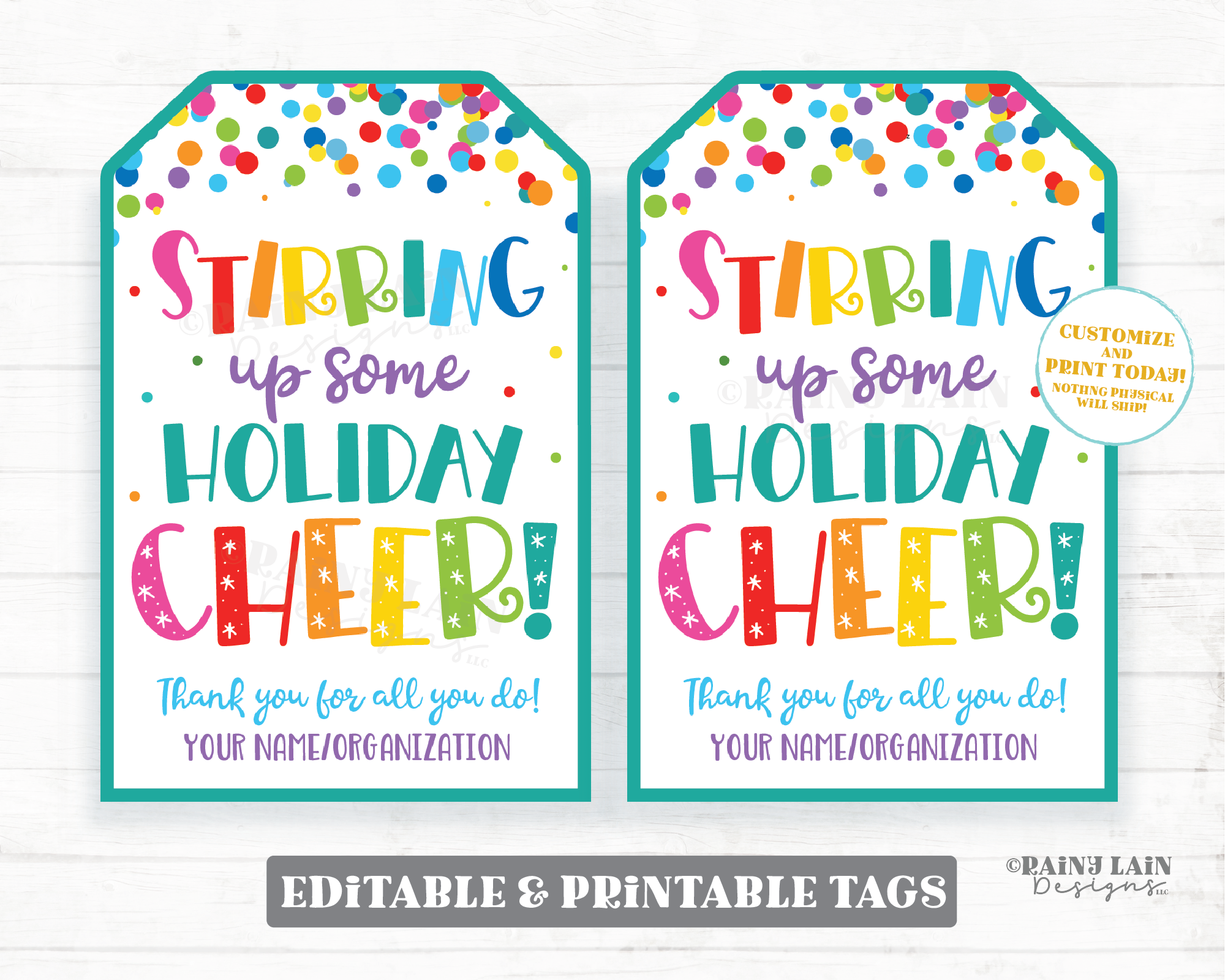 Stirring up some Holiday Cheer tag Appreciation Gift Tags Holiday Appreciation Spoon Teacher Staff Employee Spatula Vacation Tags