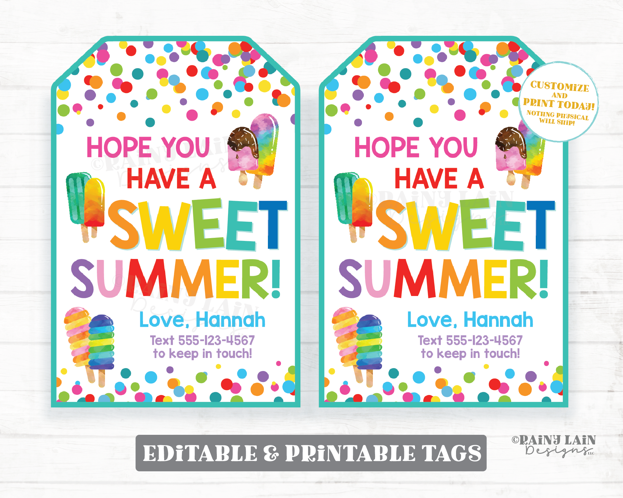 Hope You Have a Sweet Summer Tags Keep In Touch Student Gift Classmate – Rainy Lain Designs LLC for Have A Cool Summer Free Printable