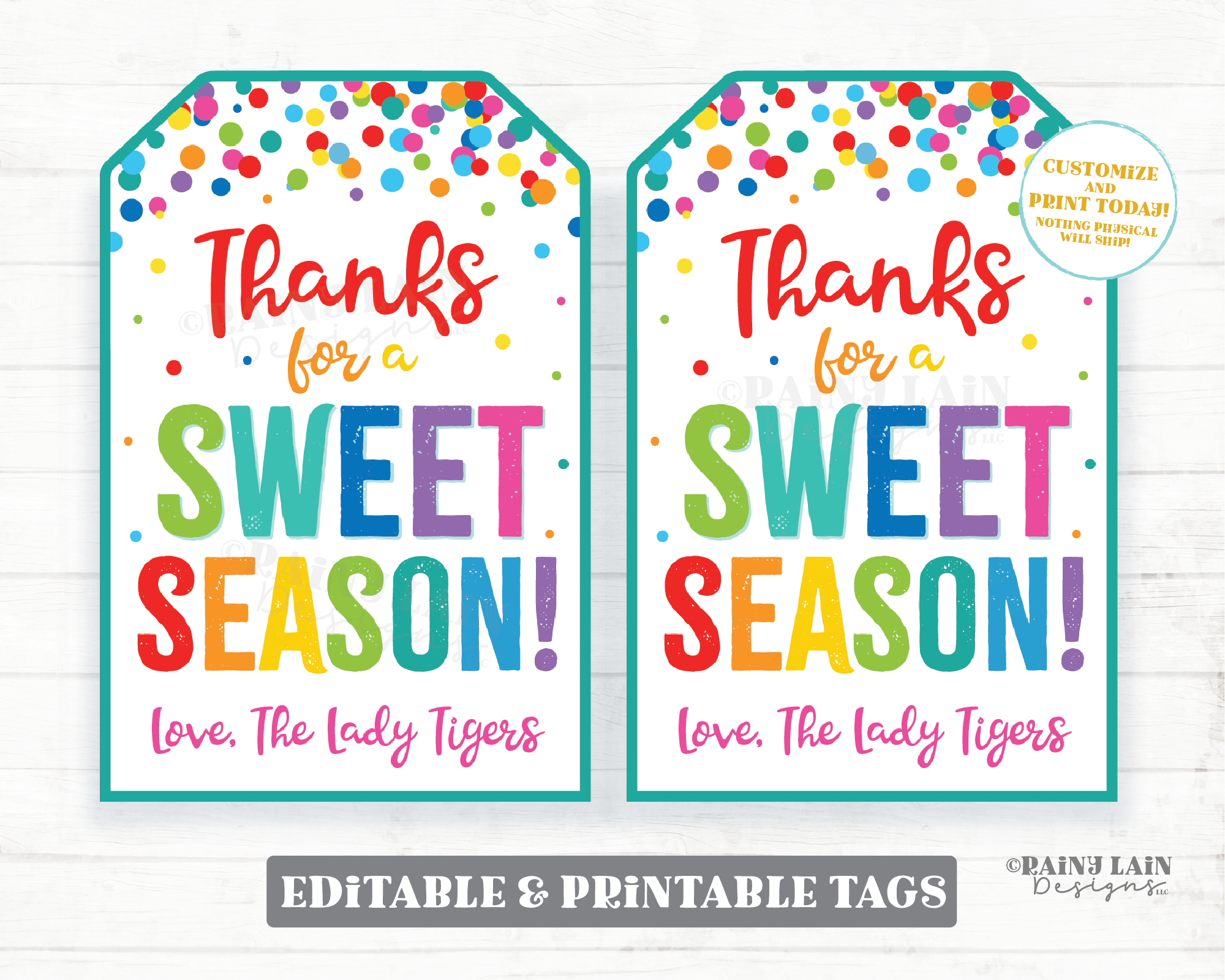 Thanks for a Sweet Season Coach Thank You Tag End of Season Gift Assis – Rainy Lain Designs LLC for Free Printable Basketball Gift Tags