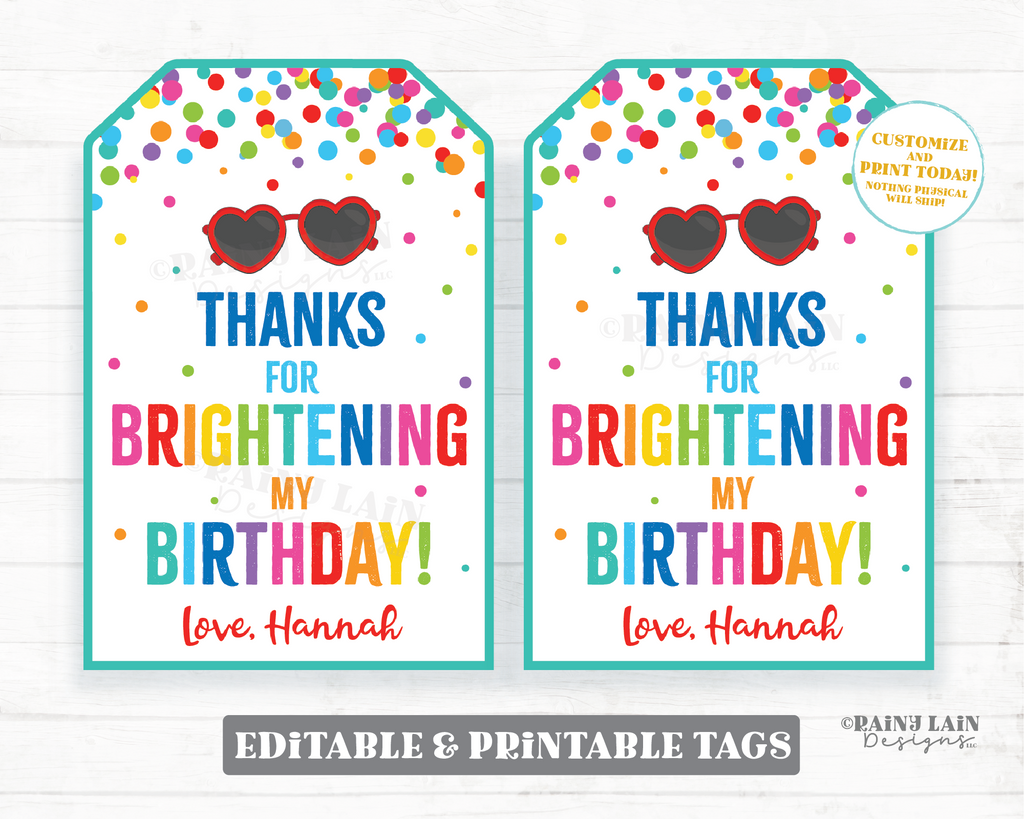 thanks-for-brightening-my-birthday-tag-sunglasses-party-favor-tags-sun-rainy-lain-designs-llc for Birthday Party Favor Tags Printable Free Thanks for Brightening My Birthday Tag Sunglasses Party Favor Tags Sun – Rainy Lain Designs LLC for Birthday Party Favor Tags Printable Free