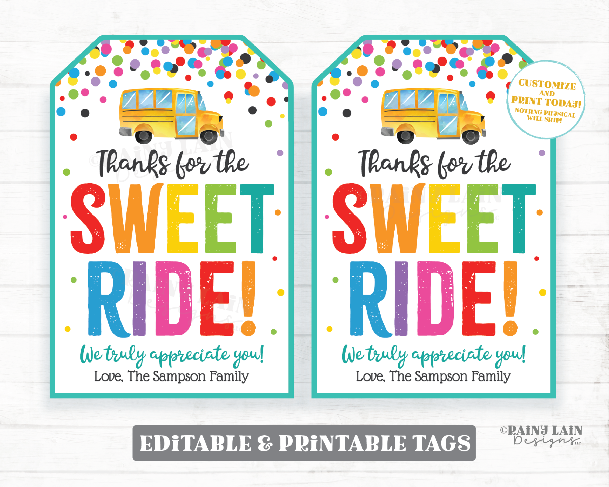 Bus Driver Gift Tag Thanks for the Sweet Ride National School Bus Driv – Rainy Lain Designs LLC for Free Printable Bus Driver Appreciation
