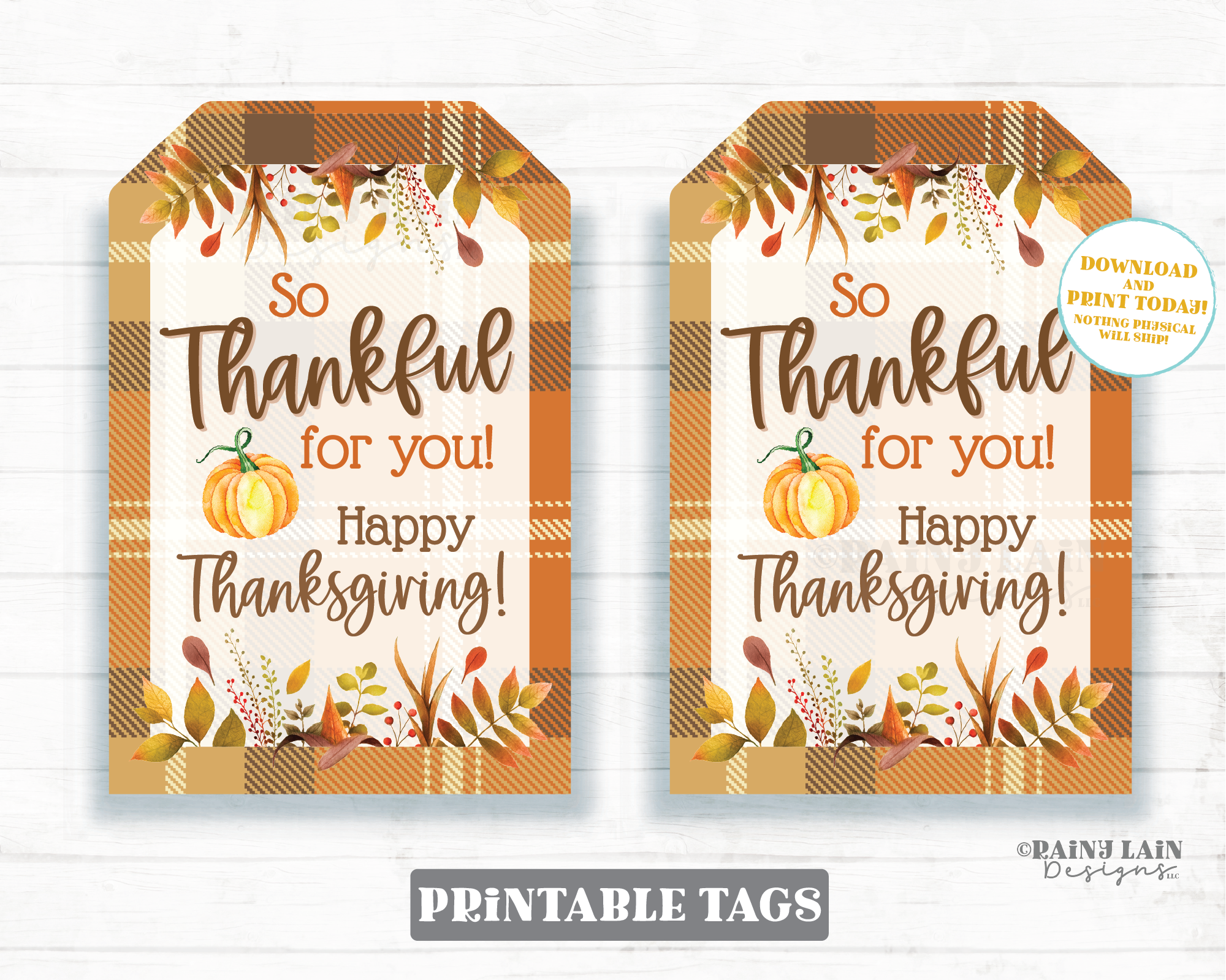 Thankful for you tags Thanksgiving Printable Appreciation Happy Thanksgiving Staff Teacher School Employee Company PTO Favor Realtor Plaid