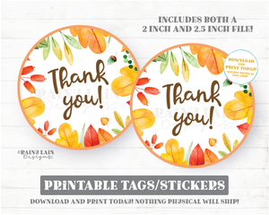 Fall Thank you Tags, Thank you Stickers, Bakery Cookie Treat Tag School Gift tags, Employee Staff PTO Autumn leaves thank you sticker Favor