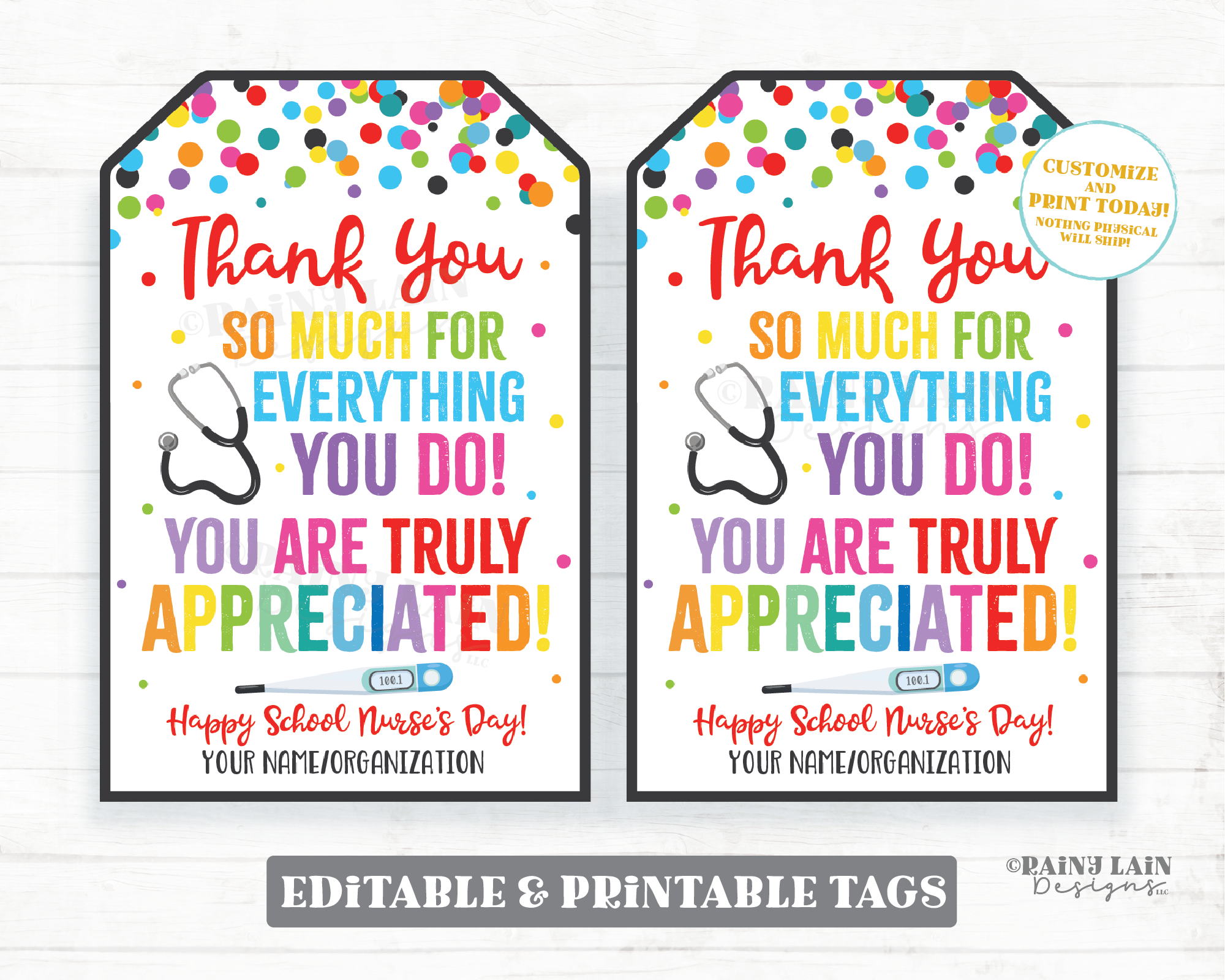 Thank You for all you do Truly Appreciated Nurse Appreciation Gift Tag School Nurse Staff Co-Worker Vaccination Technician Healthcare Worker