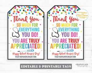 Thank You for all you do Truly Appreciated Nurse Appreciation Gift Tag School Nurse Staff Co-Worker Vaccination Technician Healthcare Worker