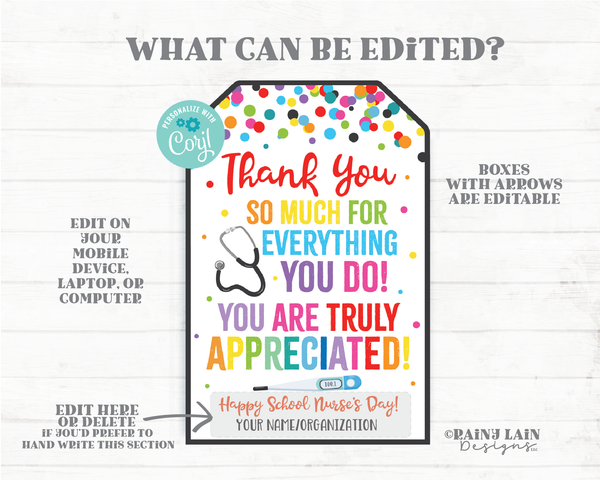 Thank You for all you do Truly Appreciated Nurse Appreciation Gift Tag School Nurse Staff Co-Worker Vaccination Technician Healthcare Worker