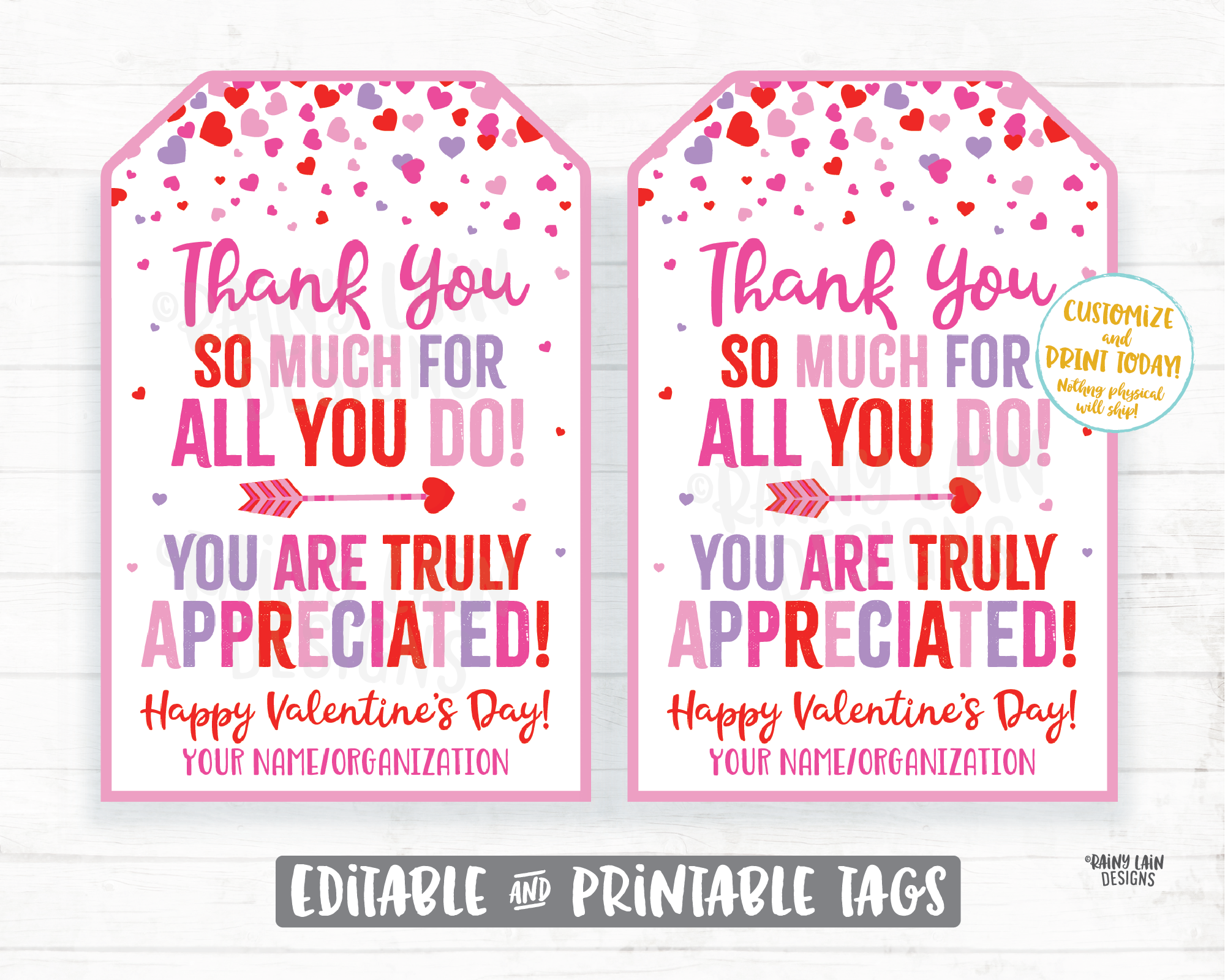 Thank You for all you do Valentine's Day Gift Tag Staff Appreciation Friend Co-Worker Company Frontline Worker Employee Teacher Principal