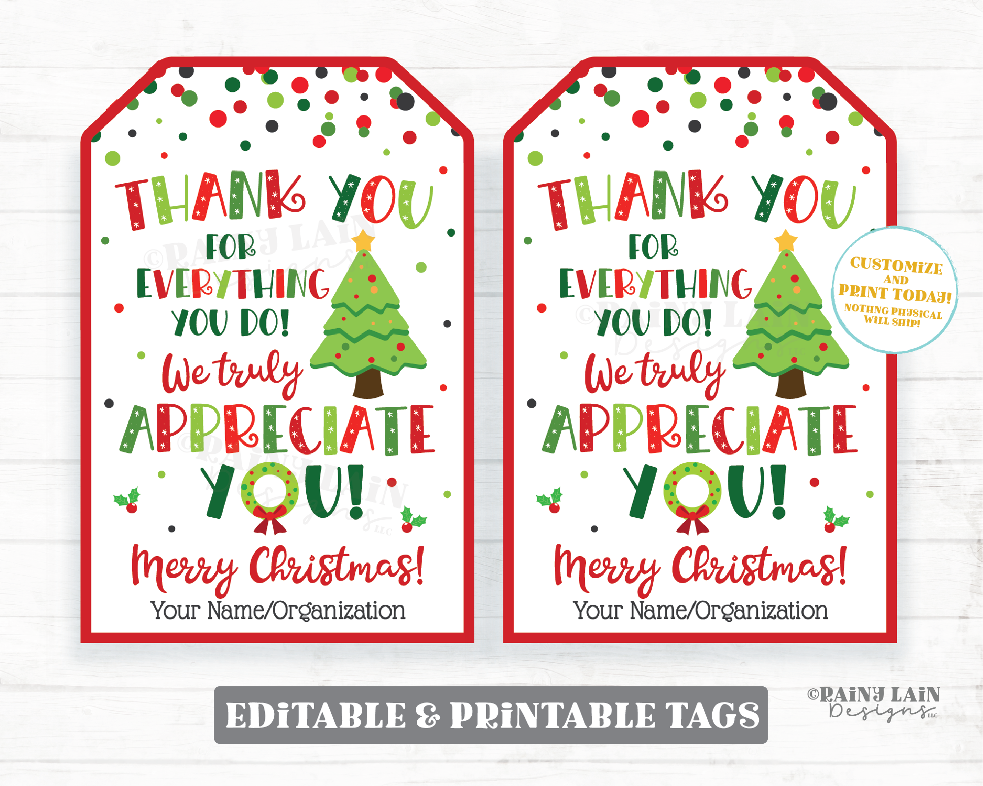 Thank you for all you do Christmas tag Appreciate Holiday Gift Tags  Christmas Appreciation Favor Tags Teacher Staff Employee School
