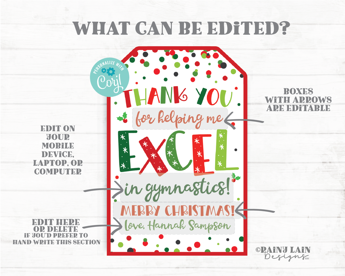 Thank you for helping me Excel Tag Coach Christmas Gift Holiday Sports ...