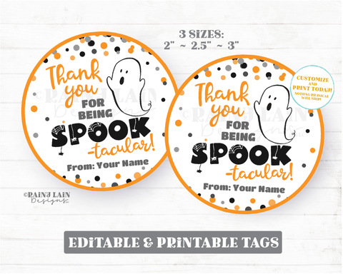 Thanks for being Spook-tacular round tag Halloween Thank you Gifts Tags Appreciation Favor Tags Teacher Staff Employee School Spooktacular
