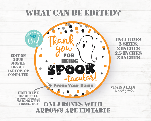 Thanks for being Spook-tacular round tag Halloween Thank you Gifts Tags Appreciation Favor Tags Teacher Staff Employee School Spooktacular