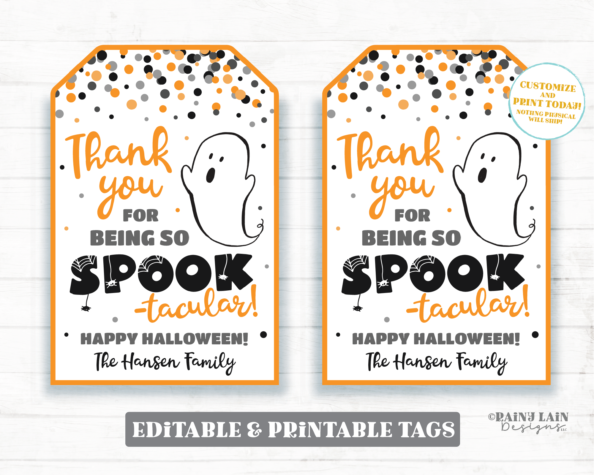 Thanks for being Spook-tacular tag Halloween Thank you Tags Gifts Tags Appreciation Favor Tags Teacher Staff Employee School Spooktacular