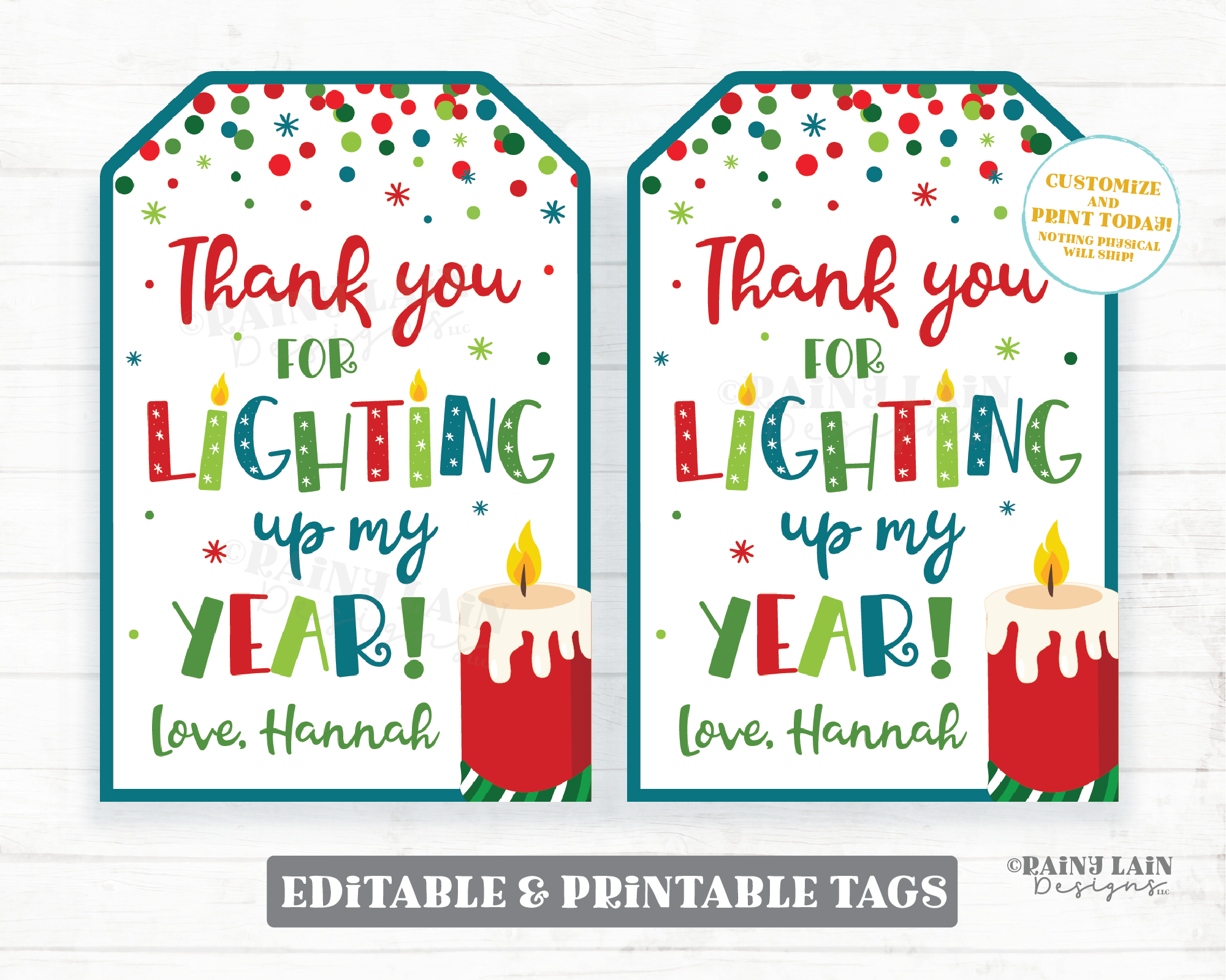 Thank you for lighting up my life Christmas Tag Holiday Gift Candle Employee Staff Teacher PTO Thank you Appreciation Light up my Life