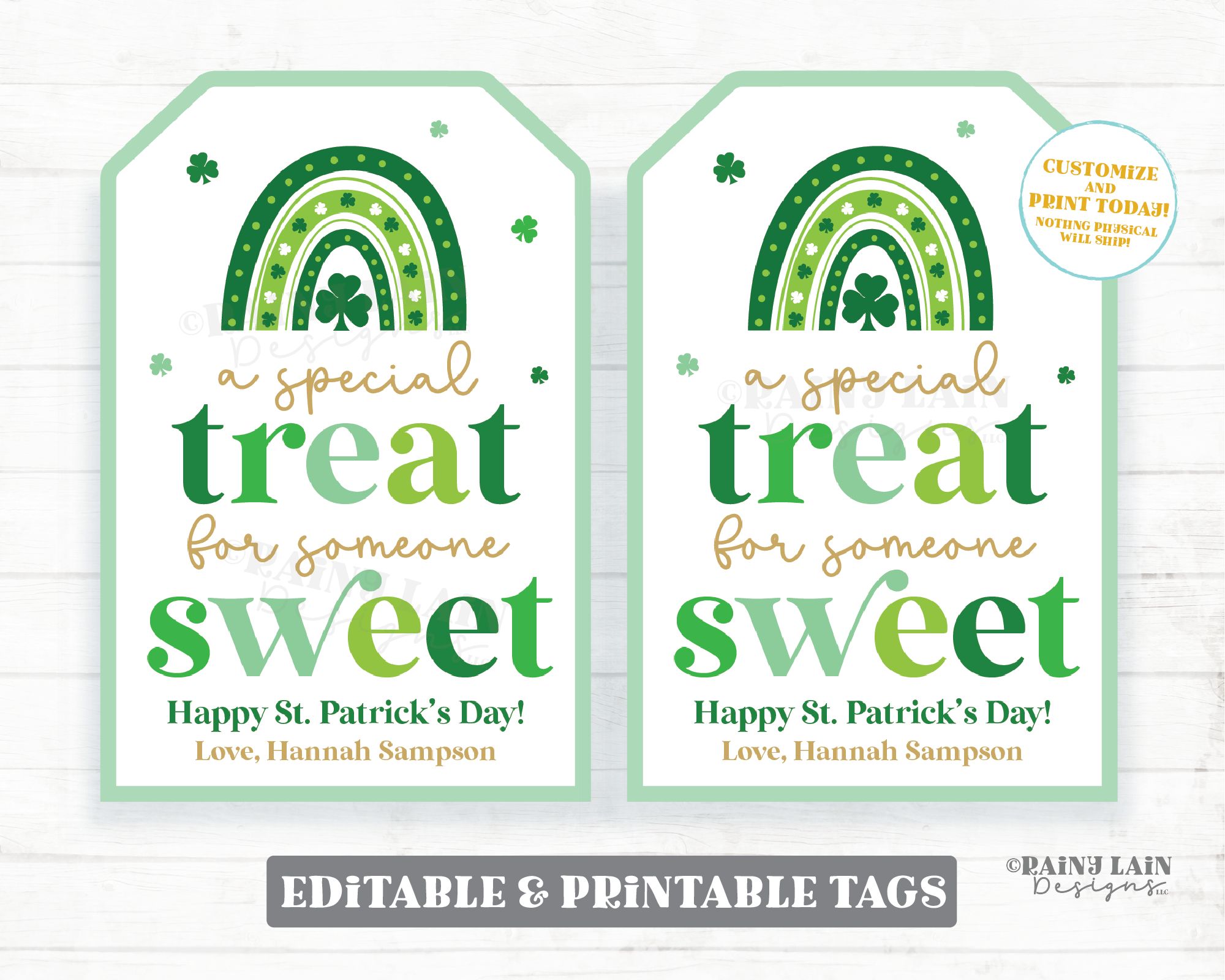St Patrick's Day Treat for Someone Sweet Tag Gift Tags Shamrock Cookie Pattys Day Favor Co-Worker Friend Teacher Kids Classroom PTO
