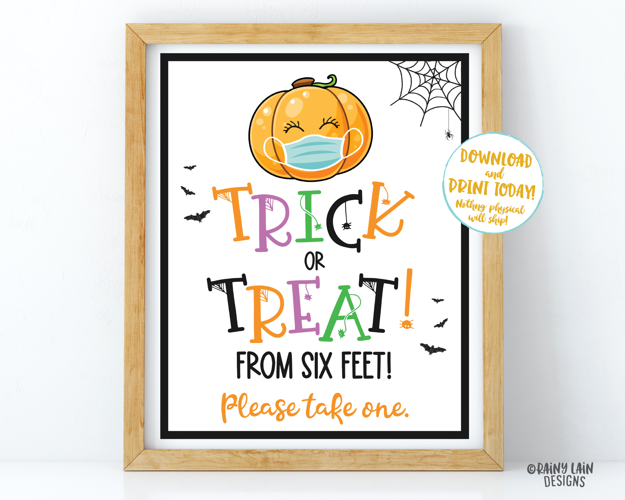 Trick or Treat From 6 Feet Sign Halloween Sign Trick or Treat Table Sign Quarantine Social Distancing 2020 Halloween Please take one sign