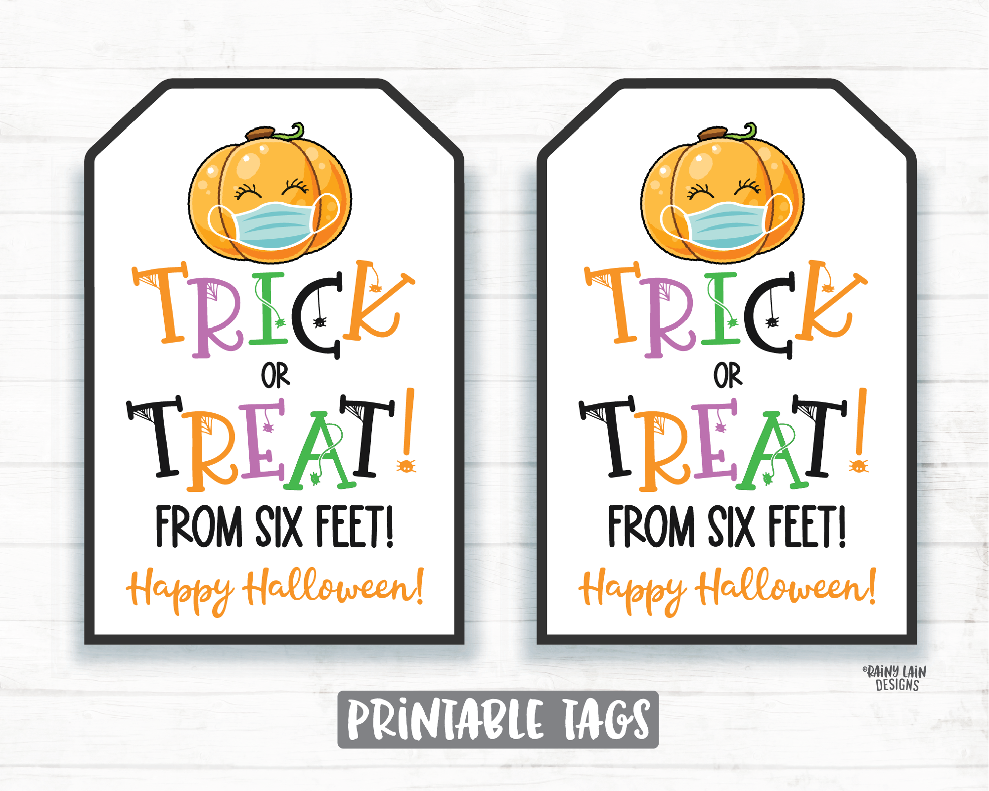 Trick or Treat From 6 Feet Tags Trick or Treat Tags Quarantine Social Distancing 2020 Halloween Party Favor Tags Cookie Tags Teacher Staff