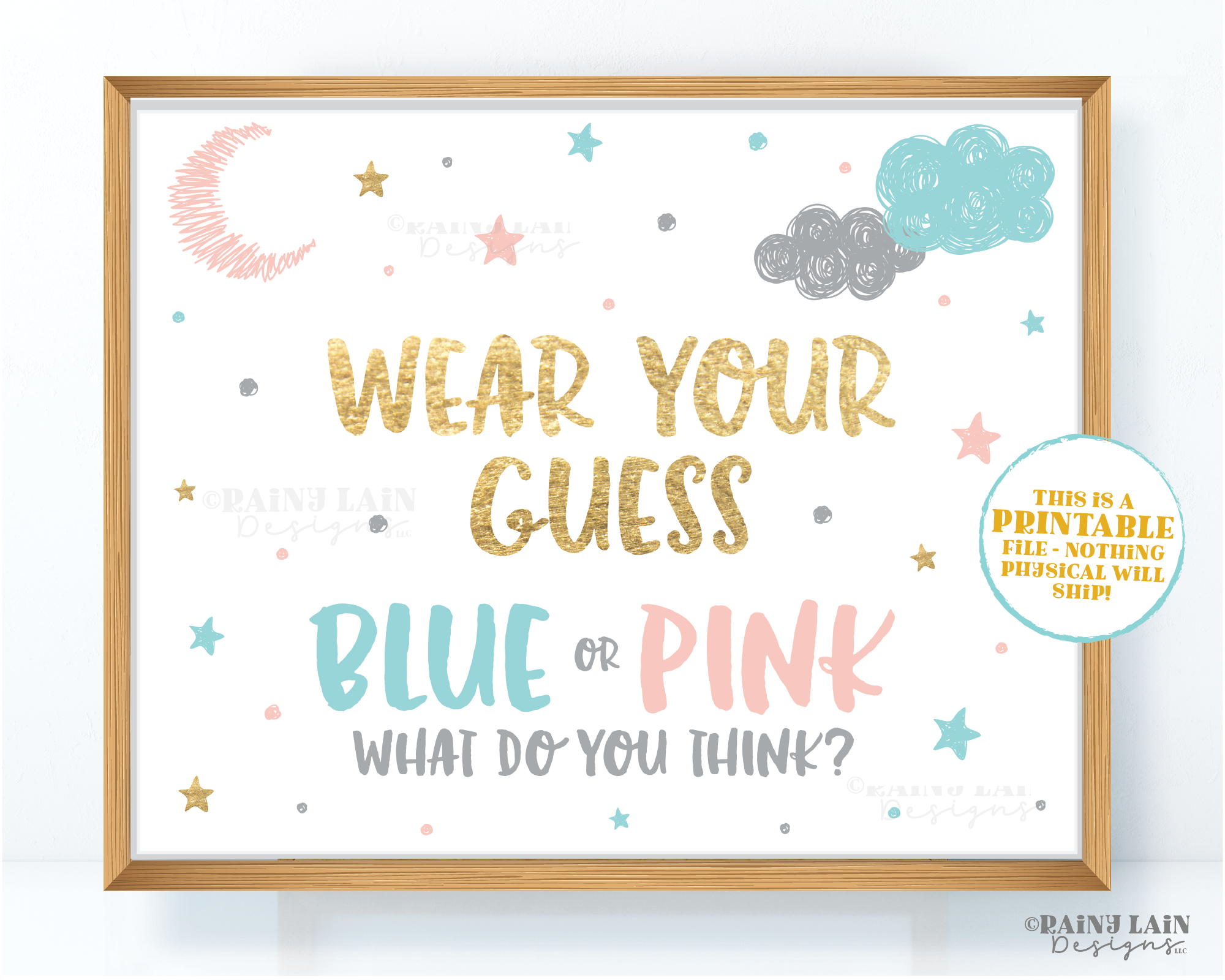 Wear Your Guess Sign Twinkle Twinkle Little Star Sign Gender Reveal Si – Rainy Lain Designs LLC for Free Printable Gender Reveal Decorations