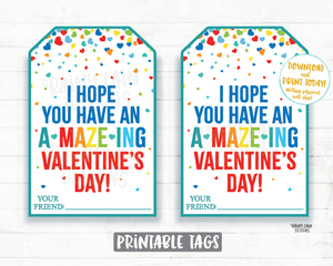 Maze Valentine Tag Mini Maze Heart Maze Have an A-MAZE-ing Valentine's Day Preschool Valentines Non-Candy Classroom Printable Valentine Tags