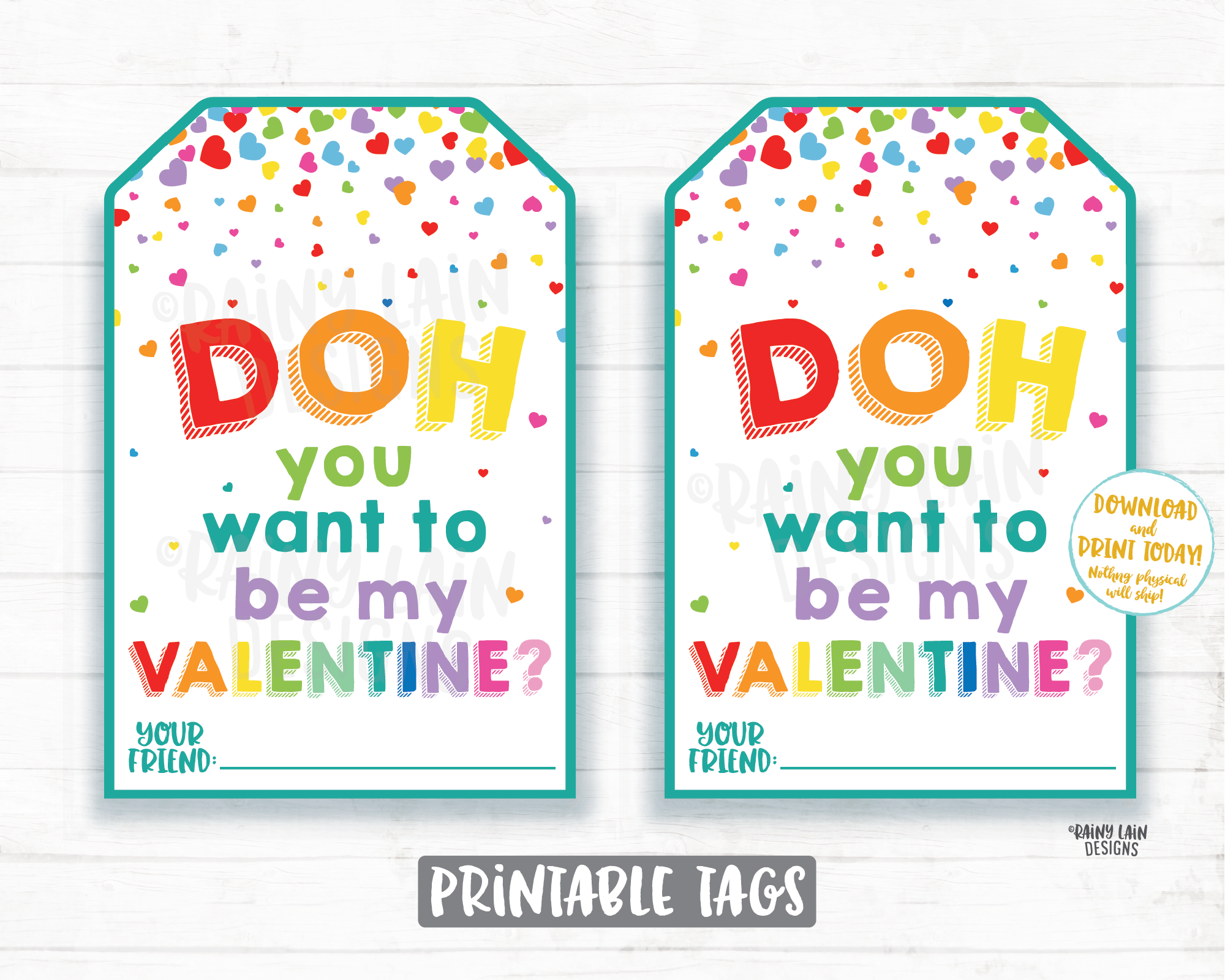Doh you want to be my Valentine, Play dough Valentine Tag, Playdough, Preschool Valentines Classroom Printable Kids Non-Candy Valentine Tags