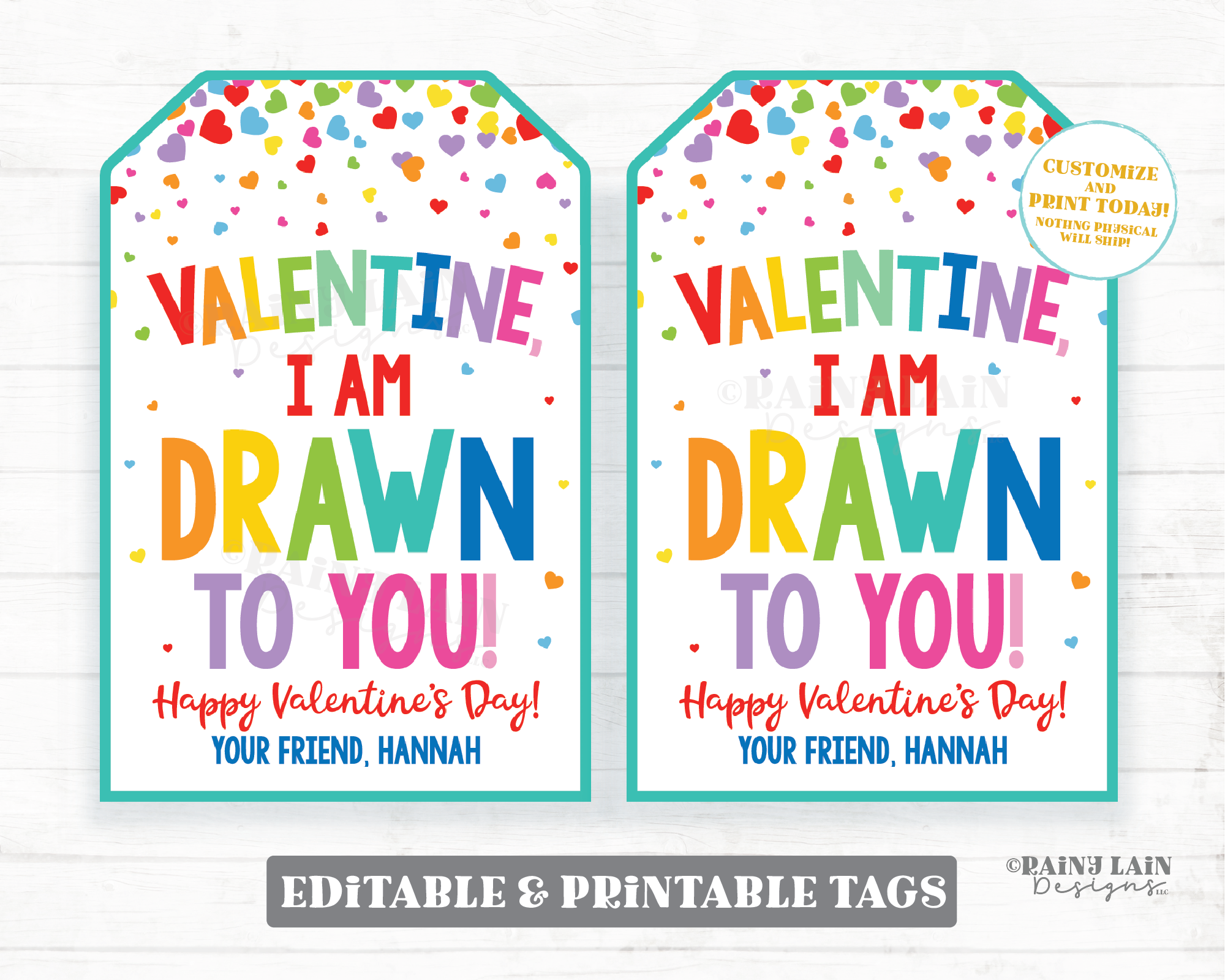 Valentine I'm Drawn To You Tag Mini Sketch Game Drawing Pad Valentine's Day Gift Preschool Classroom Printable Kids Non-Candy Valentine Tag