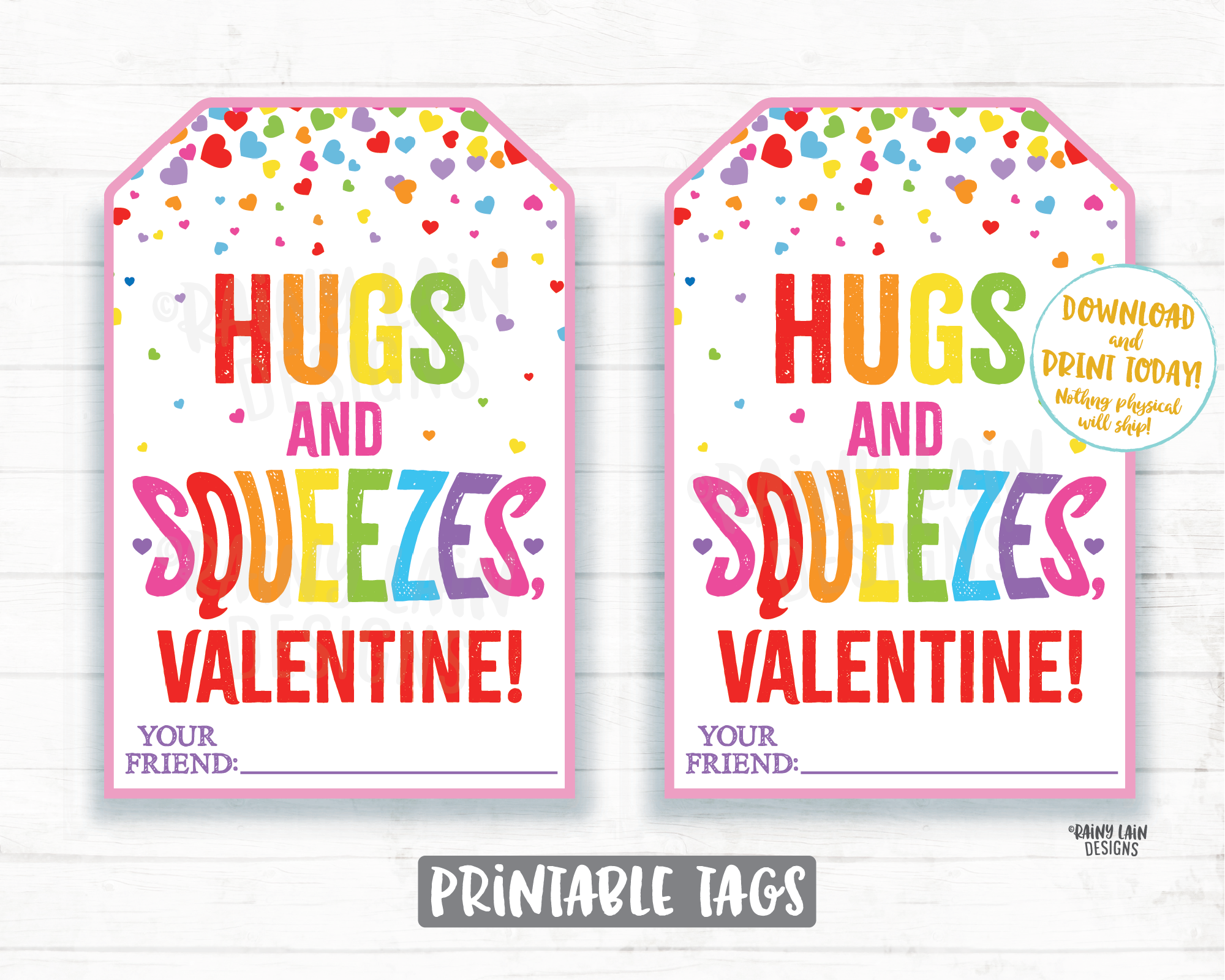 Squeeze Valentine Hugs and Squeezes Squishie Applesauce Squishy Toy Squishee Squeeze Preschool Classroom Printable Non-Candy Valentine Tag