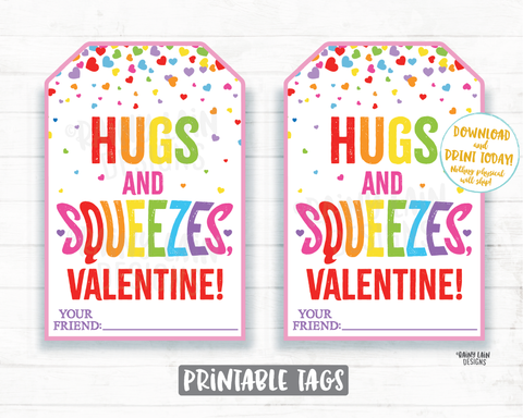 Squeeze Valentine Hugs and Squeezes Squishie Applesauce Squishy Toy Squishee Squeeze Preschool Classroom Printable Non-Candy Valentine Tag
