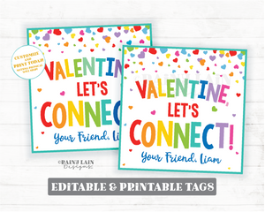 Valentine Let's Connect Tag Mini Game 3 in a Row 4 in a row Blocks Fidget Valentine's Day Gift Preschool Classroom Printable Kids Non-Candy