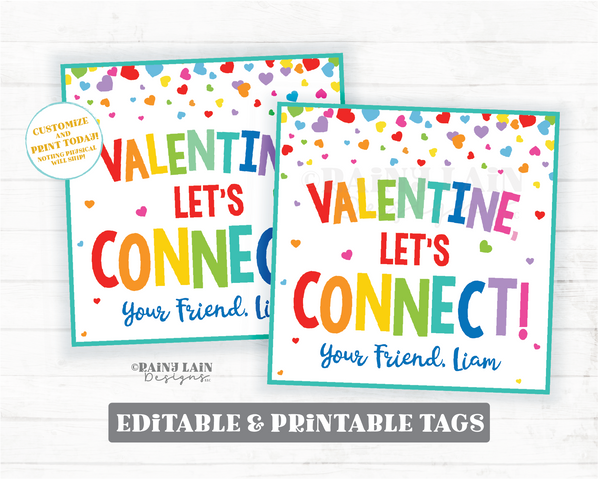 Valentine Let's Connect Tag Mini Game 3 in a Row 4 in a row Blocks Fidget Valentine's Day Gift Preschool Classroom Printable Kids Non-Candy