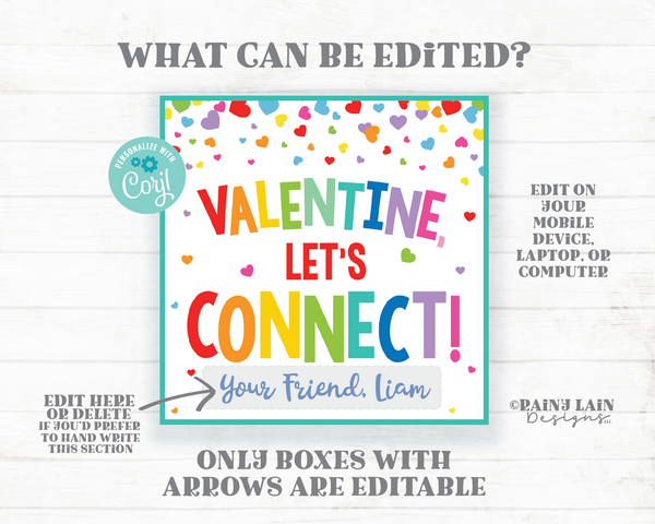 Valentine Let's Connect Tag Mini Game 3 in a Row 4 in a row Blocks Fidget Valentine's Day Gift Preschool Classroom Printable Kids Non-Candy