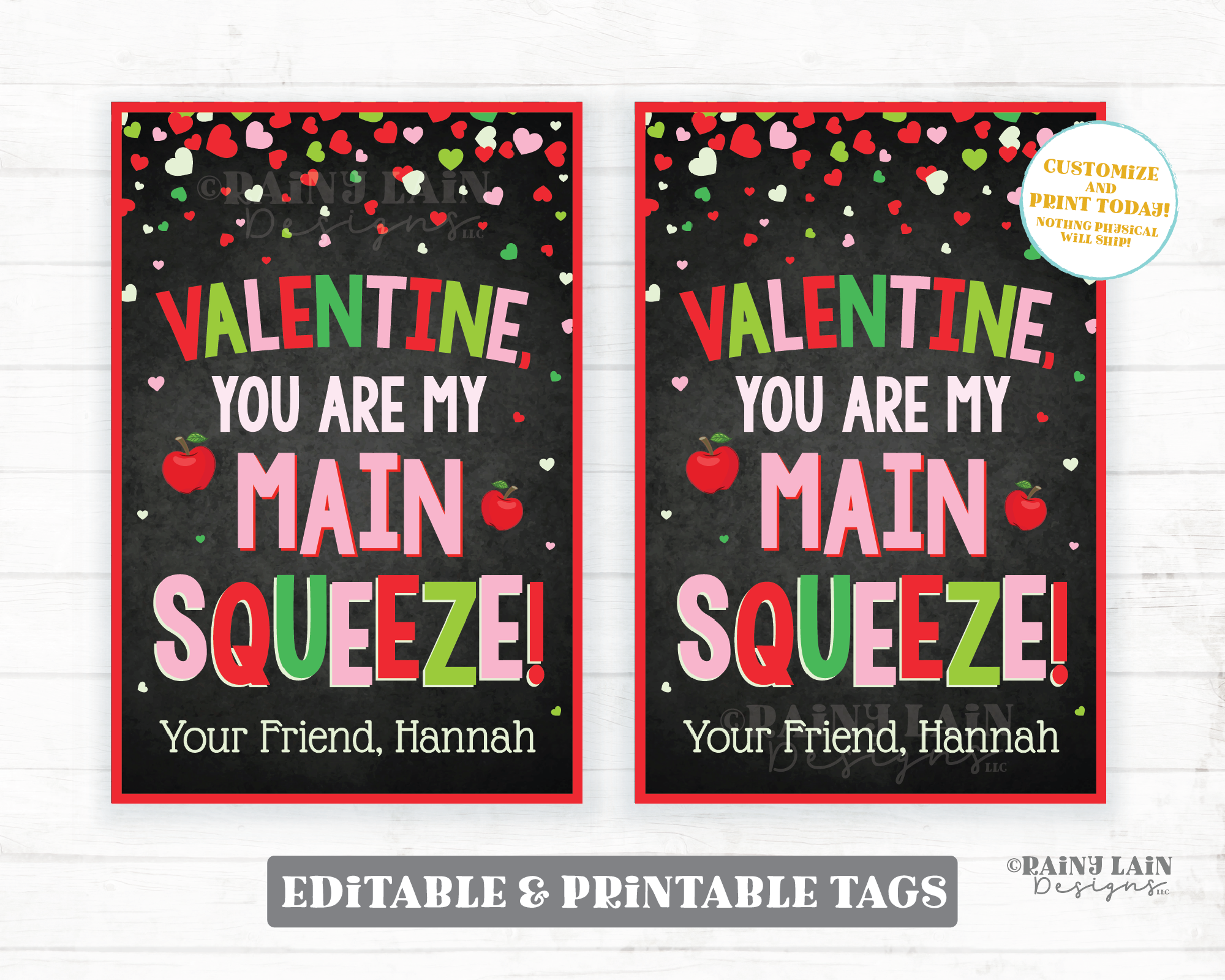 Valentine My Main Squeeze Applesauce Pouch Packet Apple Sauce Preschoo – Rainy Lain Designs LLC for Free Printable Applesauce Pouch Valentines