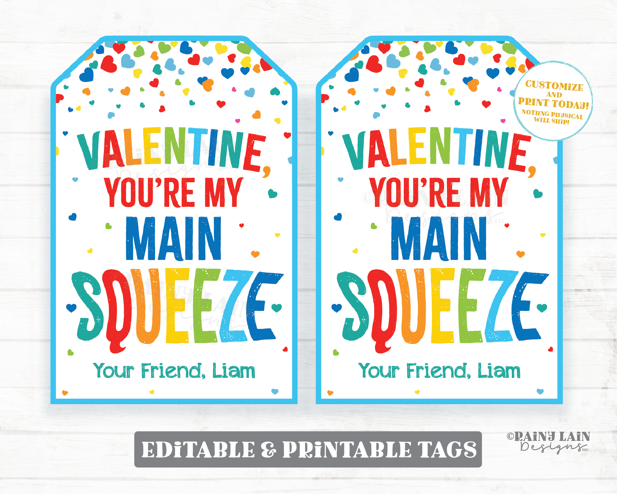 Main Squeeze Valentine Squishies Valentine Squishy Toy Applesauce Packet Tag Preschool Classroom Printable Kids Non-Candy Valentine Tag
