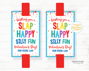 Slap Happy Valentine's Day Tag Slap Bracelet Valentine Silly Fun Valentine Preschool Classroom Printable Kids Non-Candy Editable Ideas
