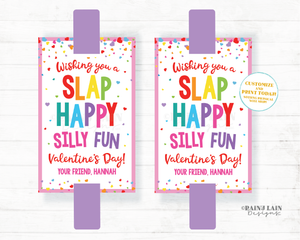 Slap Bracelet Valentine Slap Happy Valentine's Day Tag Silly Fun Valentine Preschool Classroom Printable Kids Non-Candy Editable Ideas