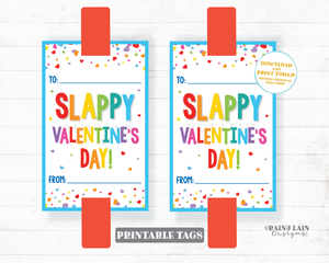 Slappy Valentine's Day Tag with TO Line Slappy Valentine Slap Bracelet Printable Kids Non-Candy Classroom Preschool From Teacher to Student