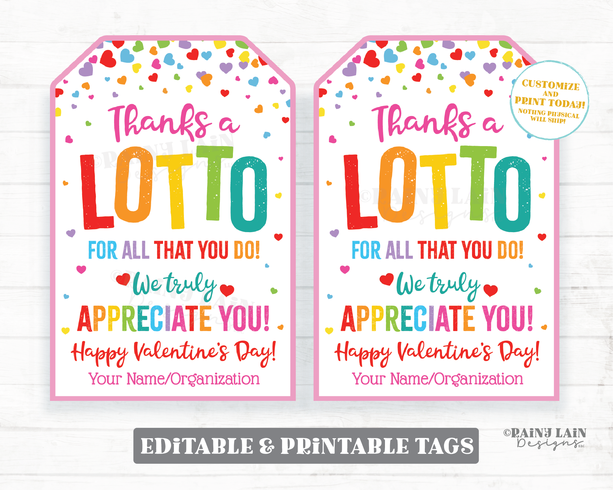 Thanks a Lotto for all you do Tag Lottery Gift Valentine's Day Staff Appreciation Friend Co-Worker Teacher Classroom Non-Candy Valentine