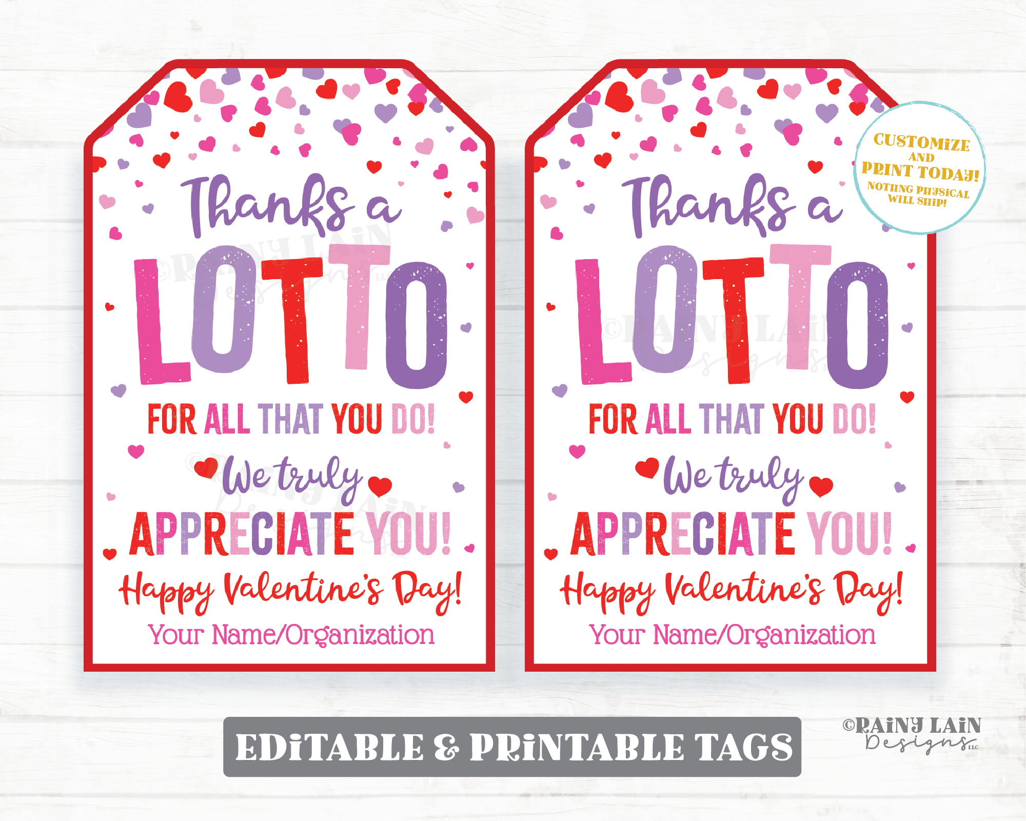 Valentine s Day Lotto Tag Thanks a Lotto for all you Lottery Gift