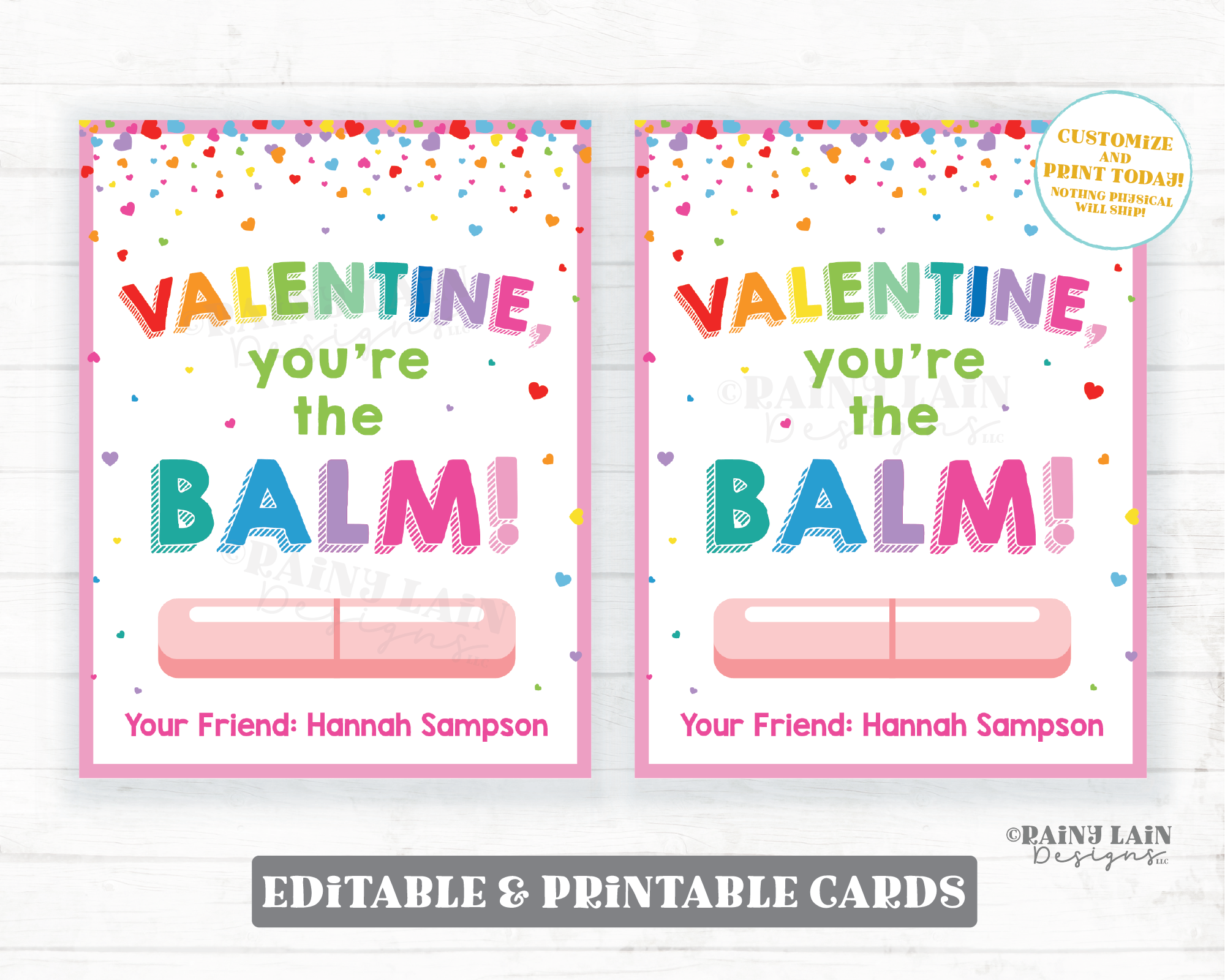 You're the Balm Valentine Lip Balm Valentine Chapstick Valentine Preschool Valentines Classroom Printable Kids Non-Candy Valentine Card Tag