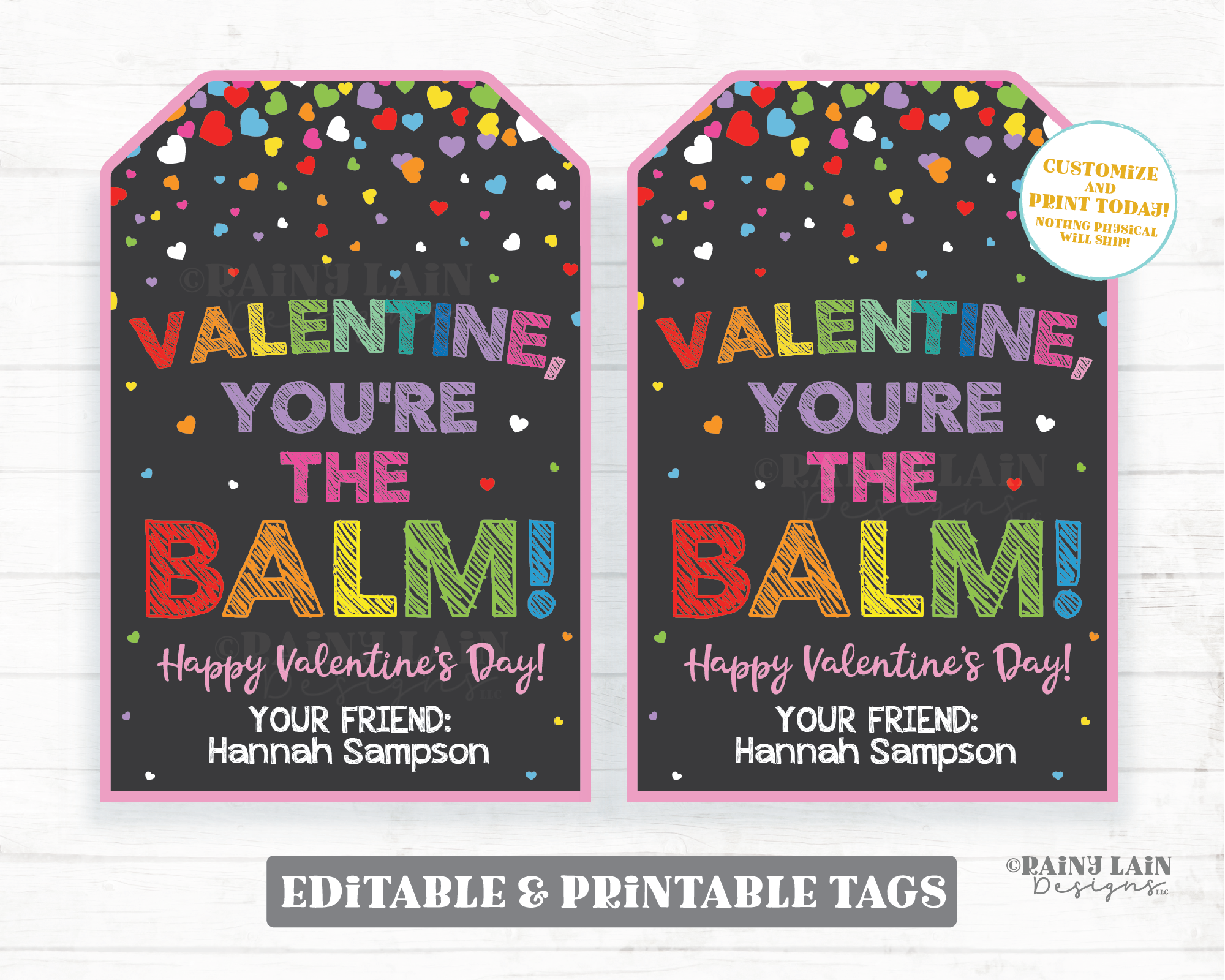 Lip Balm Valentine Tag You're the Balm Valentine's Day Chapstick Preschool Valentines Classroom Printable Non-Candy Valentine Teacher