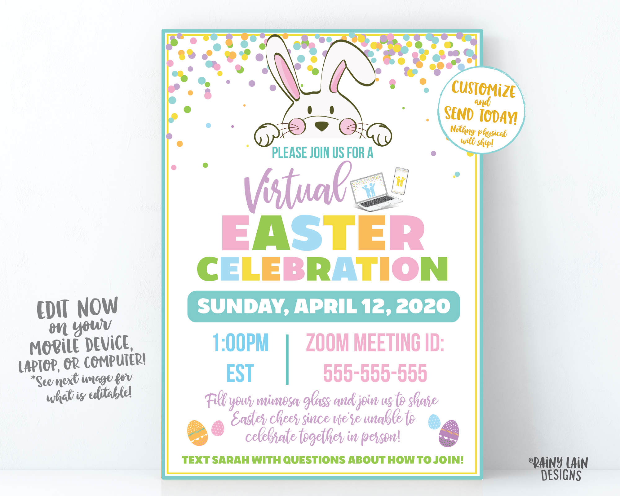 Easter Virtual Event Virtual Easter Invitation, Long Distance Easter Celebration, Social Di ...