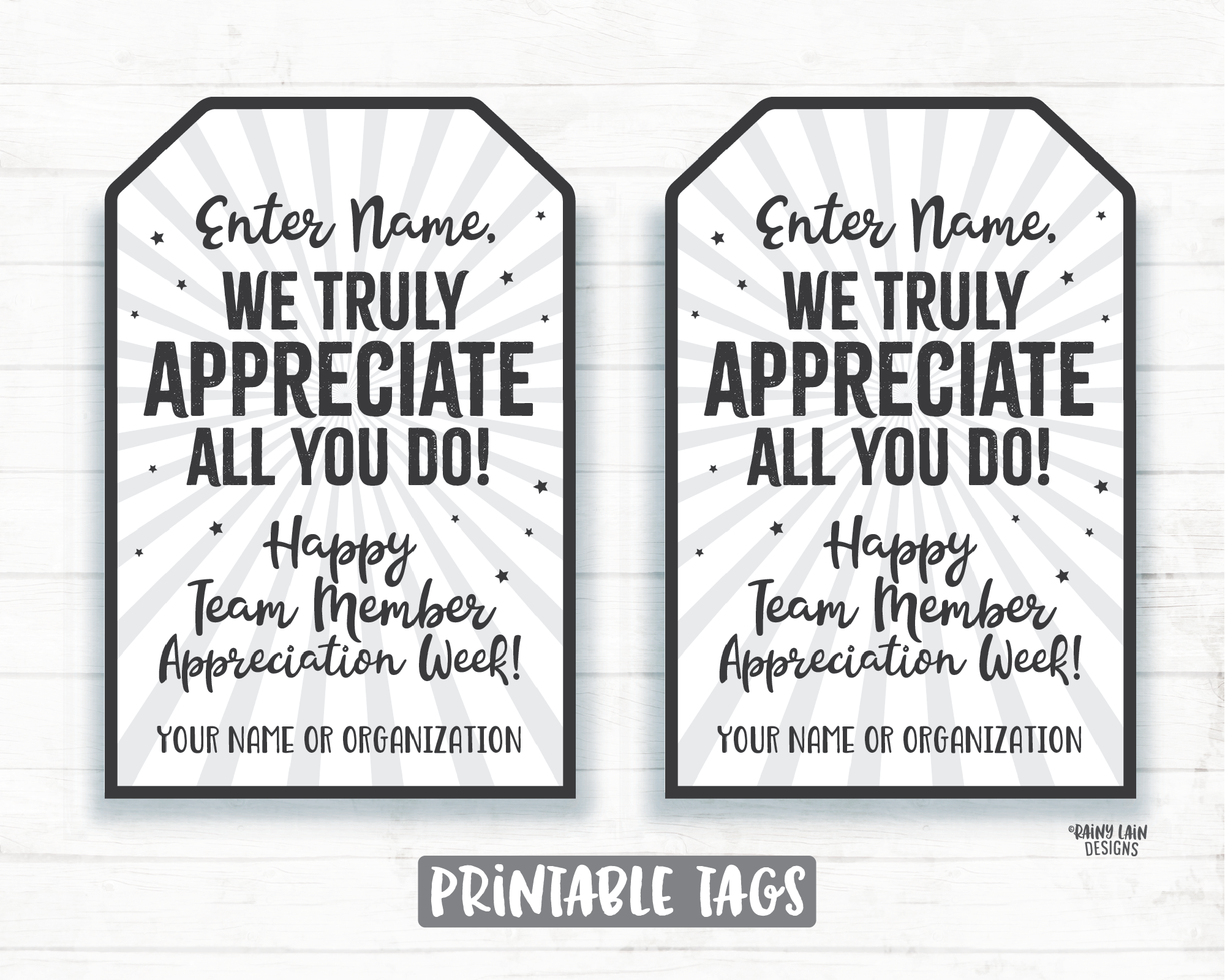 We Truly Appreciate All You Do Tag, Custom Employee Appreciation Tags Company Staff Corporate Team Member Teacher Thank you Gift Tag Favor