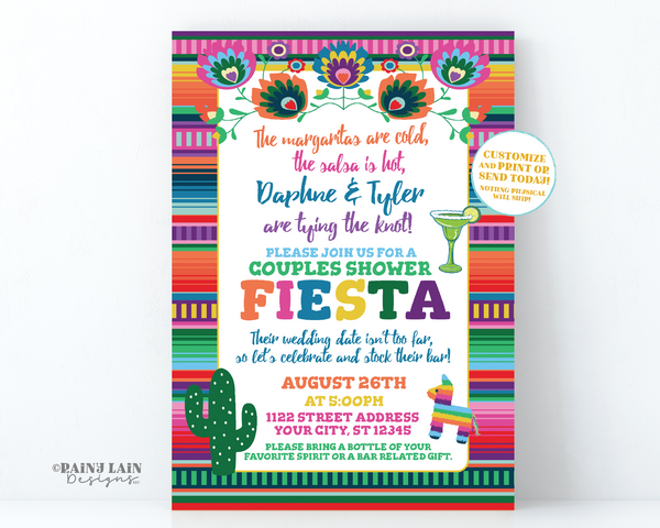 Stock the Bar Invitation, Couples Shower Fiesta Invite, The Margaritas are Cold the Salsa is Hot, Fiesta Wedding Shower, Cactus, Piñata