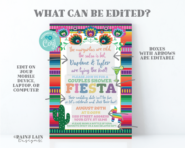 Stock the Bar Invitation, Couples Shower Fiesta Invite, The Margaritas are Cold the Salsa is Hot, Fiesta Wedding Shower, Cactus, Piñata