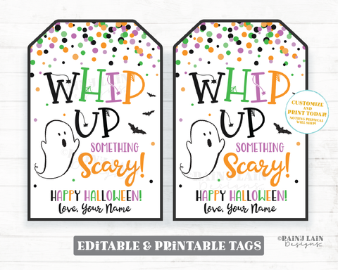 Whip Up Something Scary Tag, Halloween Tags, Whisk Tag, Whip Up Tags, Halloween Favor Tags, Gift Tag, Trick or Treat Tags Printable Editable