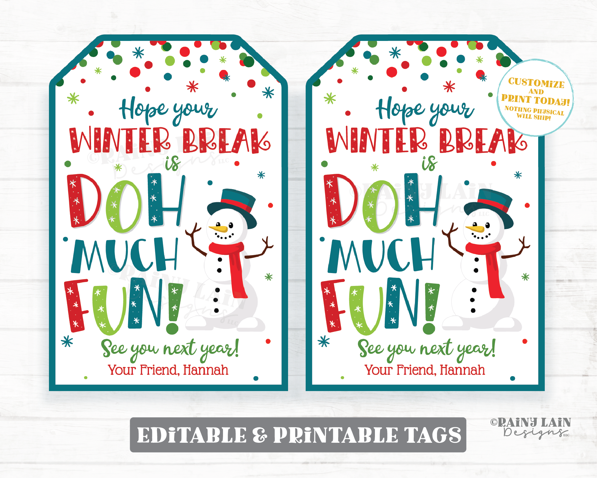 Winter Break Doh Much Fun Tag Play dough Gift Christmas Holiday Playdough From Teacher to Student Classroom Preschool Printable Non-Candy