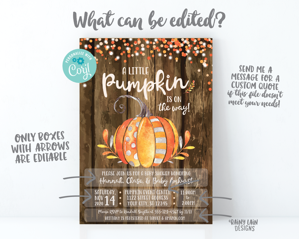 Little Pumpkin Baby Shower Invitation, Fall Baby Shower Invite, Pumpki – Rainy Lain Designs LLC little-pumpkin-baby-shower-invitation-fall-baby-shower-invite-pumpki-rainy-lain-designs-llc