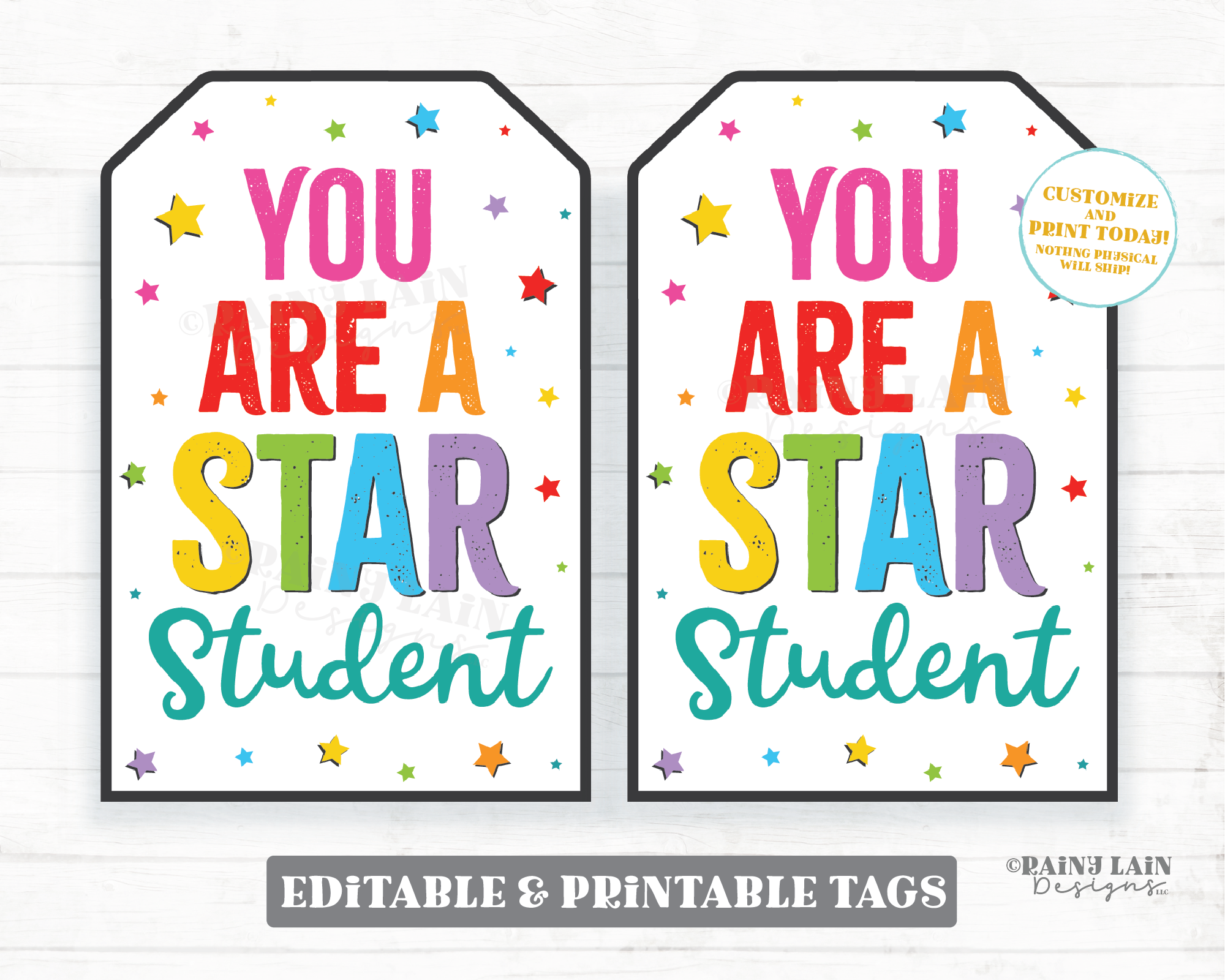 You are a star gift tag Star Student Editable Appreciation Employee Co-Worker Teacher Athlete Friend Player Teammate Principal Thank you