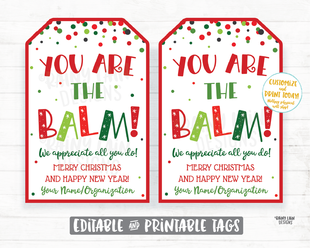 youarethebalmtag christmasconfetti image you are the balm christmas gift tag holiday tags chapstick lip